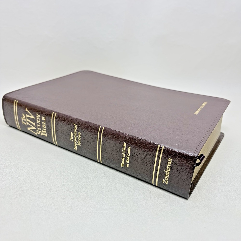 NIV Study Bible Zondervan 10th Anniversary Ed. Leather Burgundy Red Letter 1995